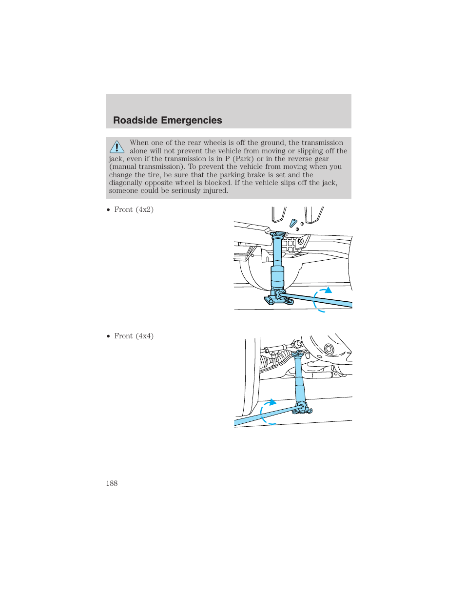 Roadside emergencies | FORD 2003 F-150 v.3 User Manual | Page 188 / 280