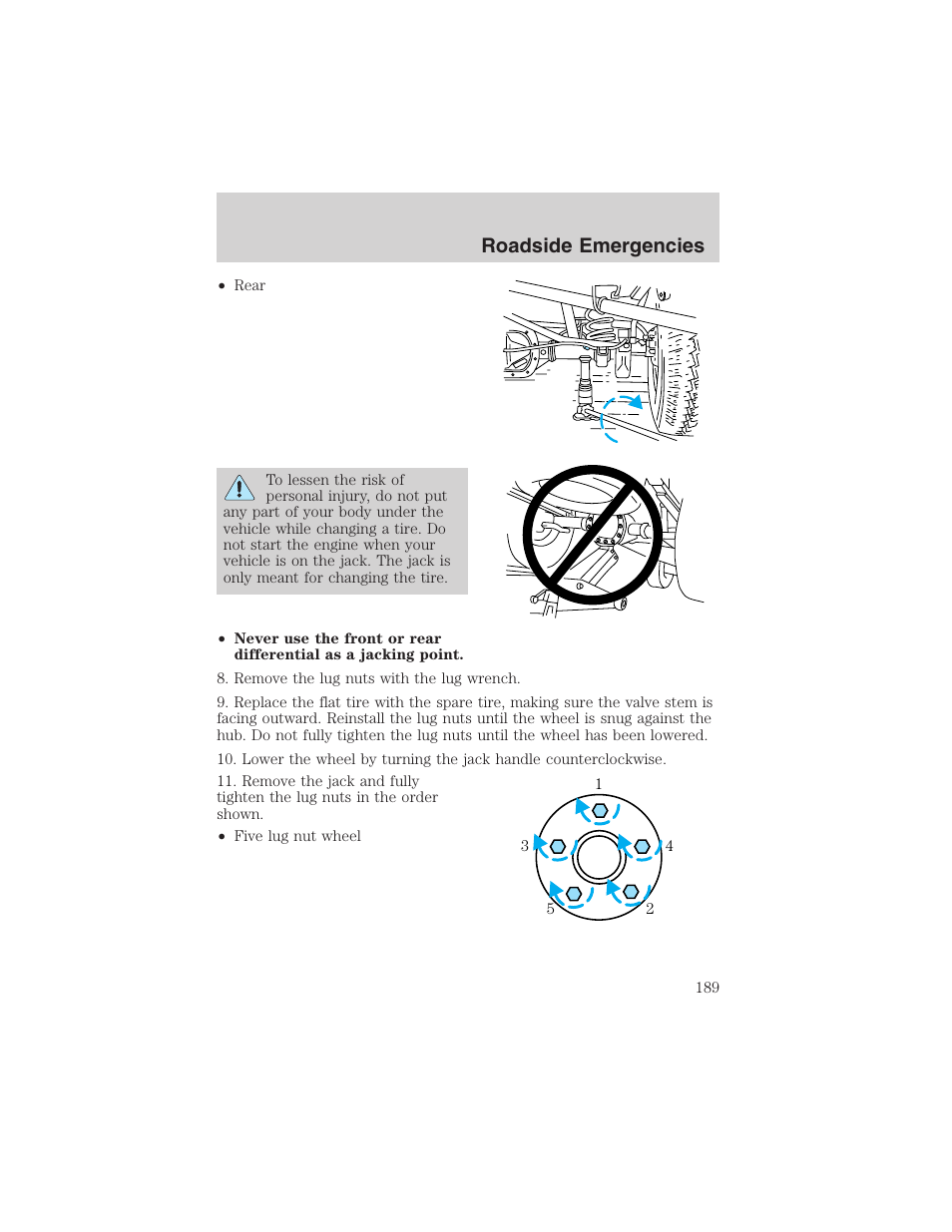 Roadside emergencies | FORD 2003 F-150 v.3 User Manual | Page 189 / 280