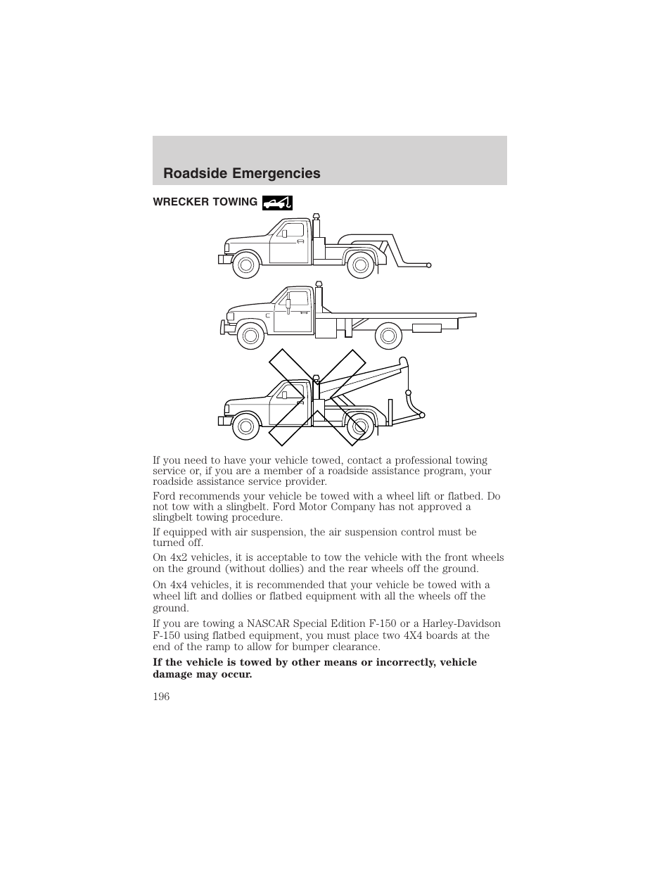 Roadside emergencies | FORD 2003 F-150 v.3 User Manual | Page 196 / 280