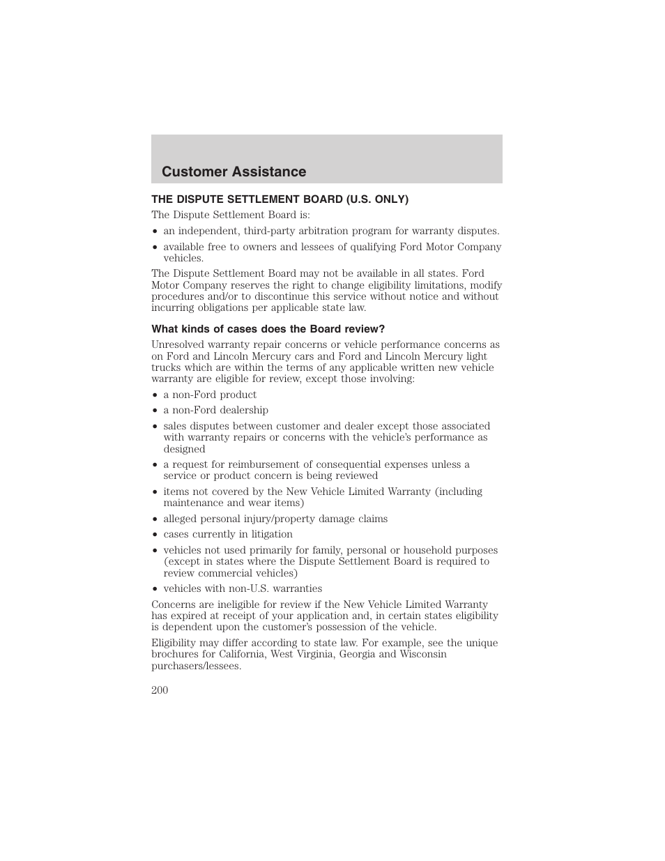Customer assistance | FORD 2003 F-150 v.3 User Manual | Page 200 / 280