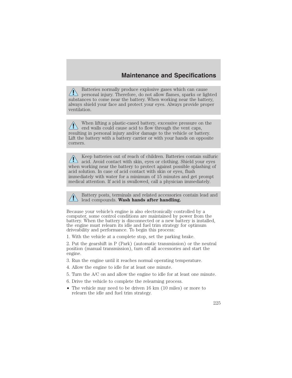 Maintenance and specifications | FORD 2003 F-150 v.3 User Manual | Page 225 / 280
