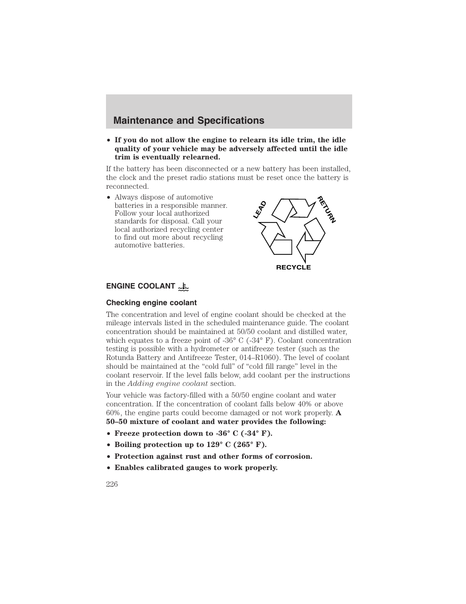 Maintenance and specifications | FORD 2003 F-150 v.3 User Manual | Page 226 / 280