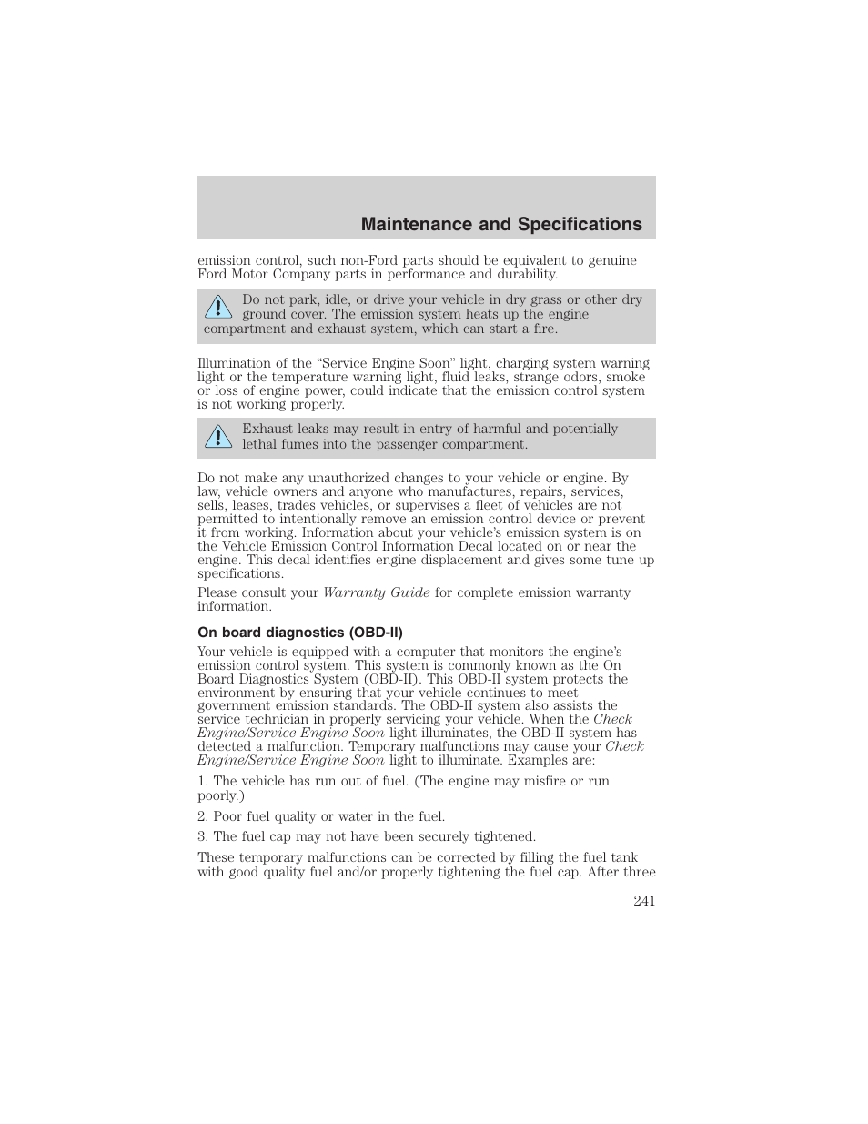 Maintenance and specifications | FORD 2003 F-150 v.3 User Manual | Page 241 / 280