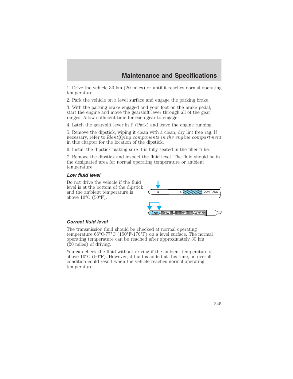Maintenance and specifications | FORD 2003 F-150 v.3 User Manual | Page 245 / 280