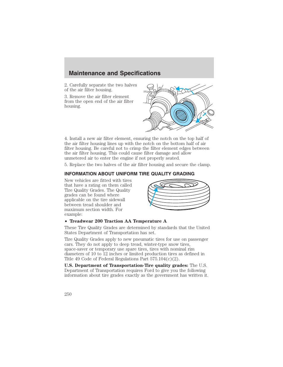 Maintenance and specifications | FORD 2003 F-150 v.3 User Manual | Page 250 / 280