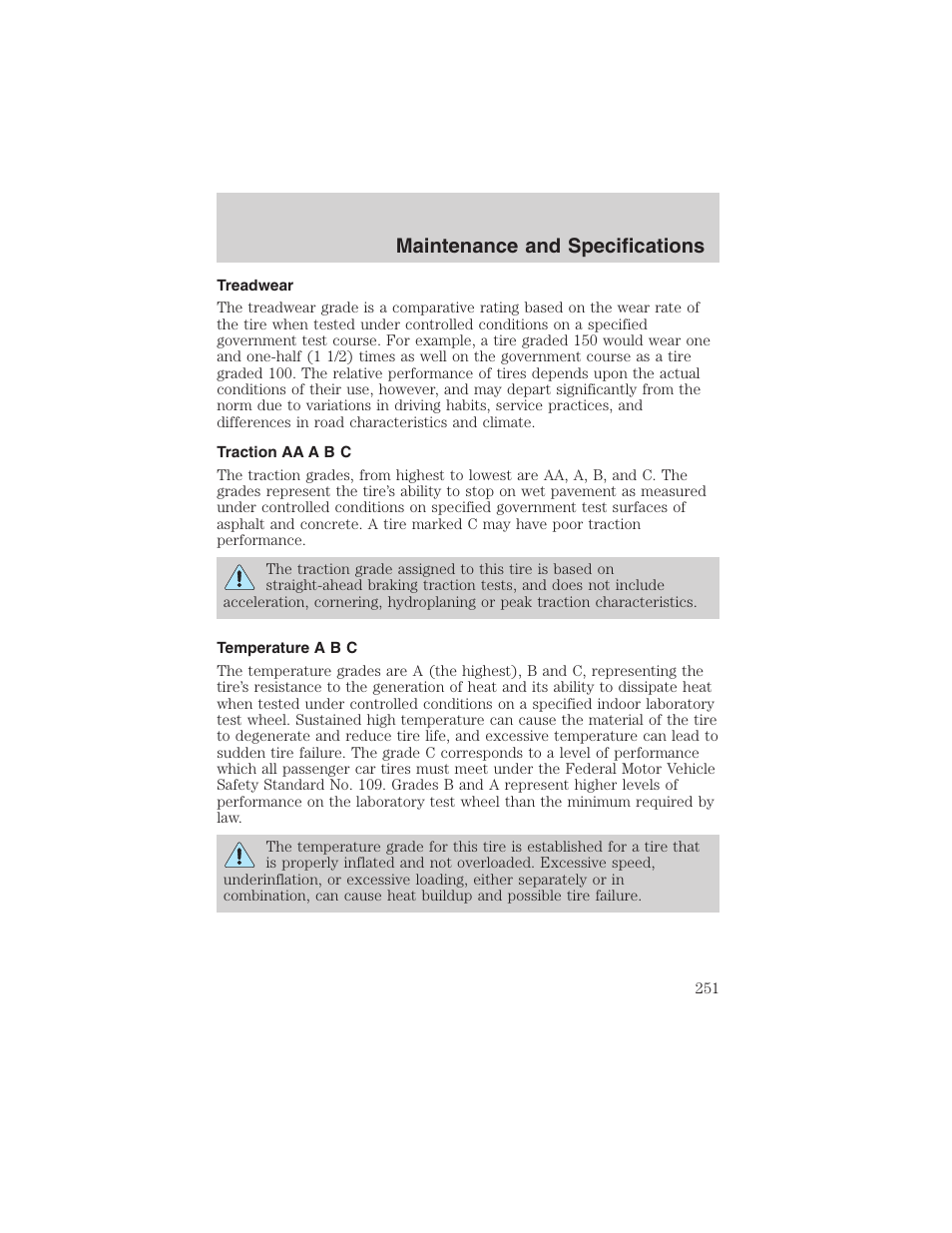 Maintenance and specifications | FORD 2003 F-150 v.3 User Manual | Page 251 / 280