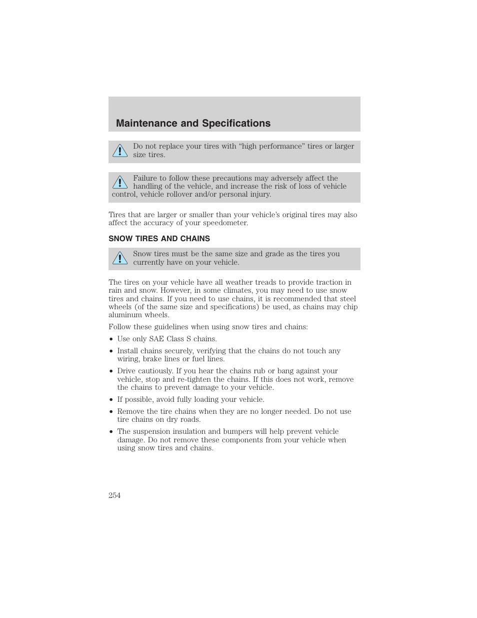 Maintenance and specifications | FORD 2003 F-150 v.3 User Manual | Page 254 / 280