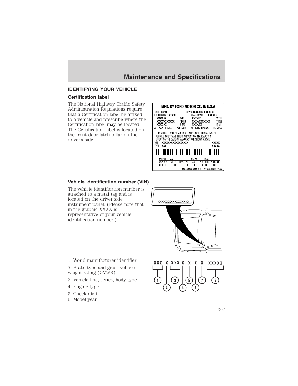 Maintenance and specifications | FORD 2003 F-150 v.3 User Manual | Page 267 / 280