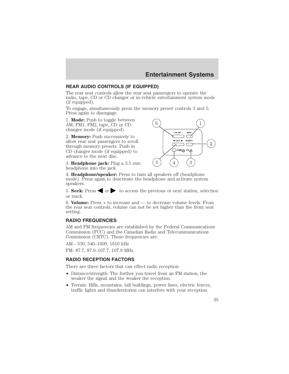 Entertainment systems | FORD 2003 F-150 v.3 User Manual | Page 35 / 280