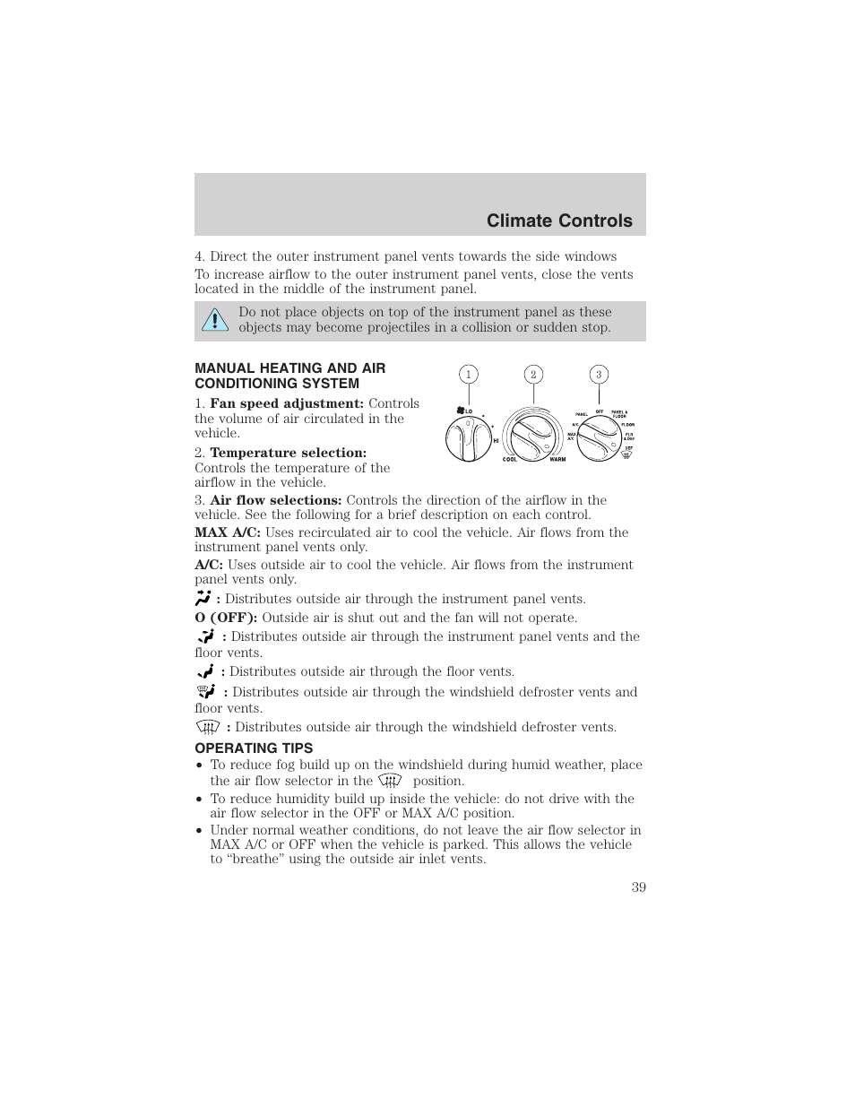 Climate controls | FORD 2003 F-150 v.3 User Manual | Page 39 / 280