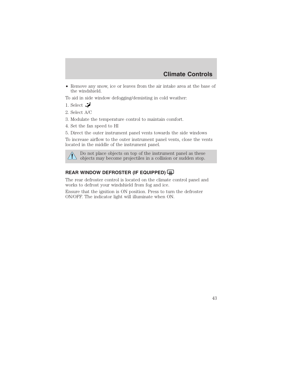 Climate controls | FORD 2003 F-150 v.3 User Manual | Page 43 / 280