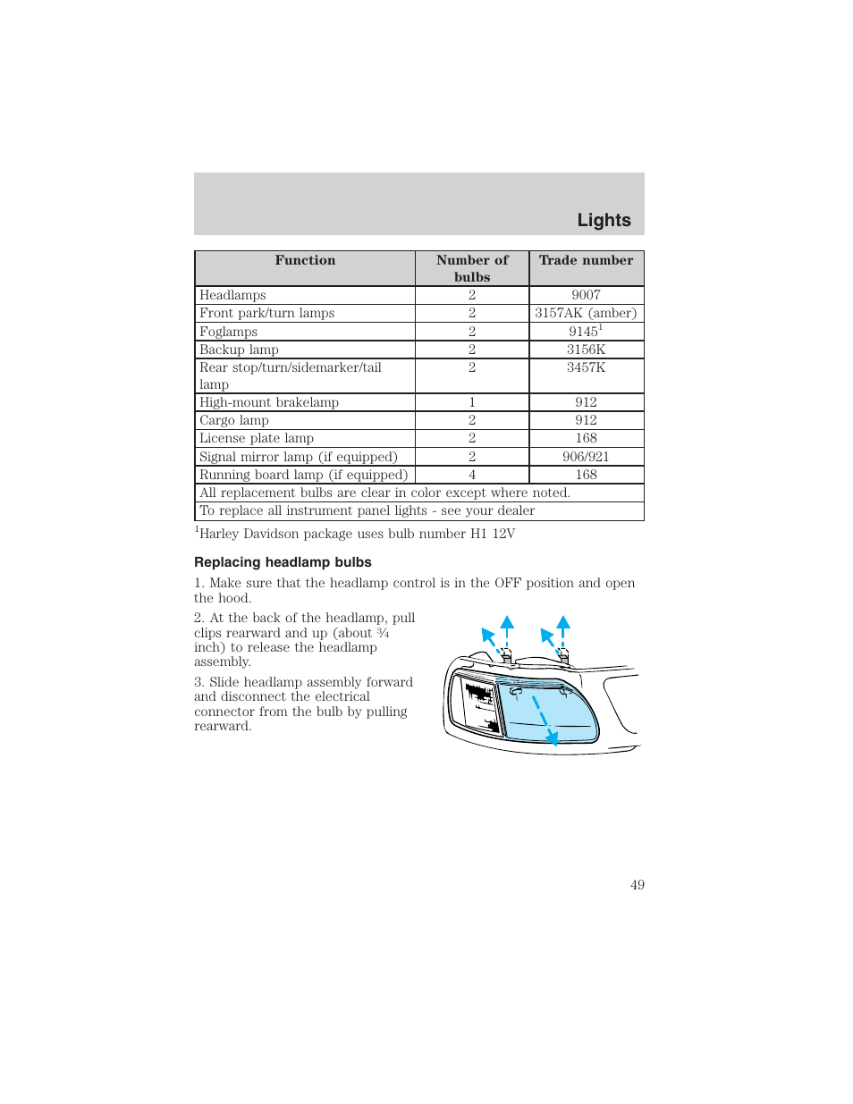 Lights | FORD 2003 F-150 v.3 User Manual | Page 49 / 280