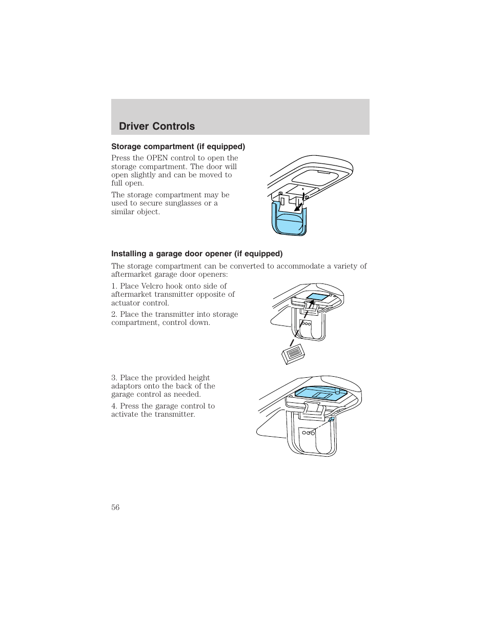 Driver controls | FORD 2003 F-150 v.3 User Manual | Page 56 / 280