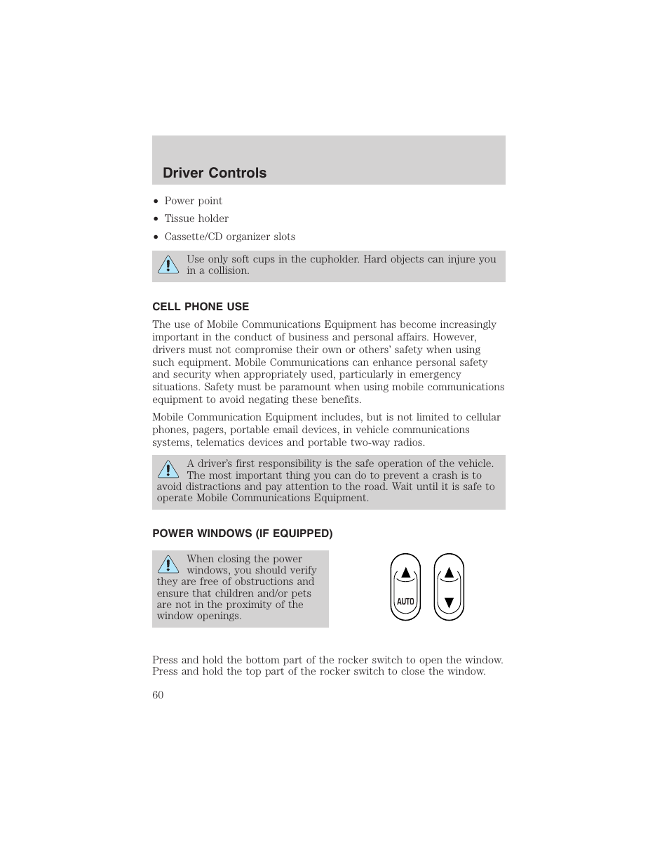 Driver controls | FORD 2003 F-150 v.3 User Manual | Page 60 / 280