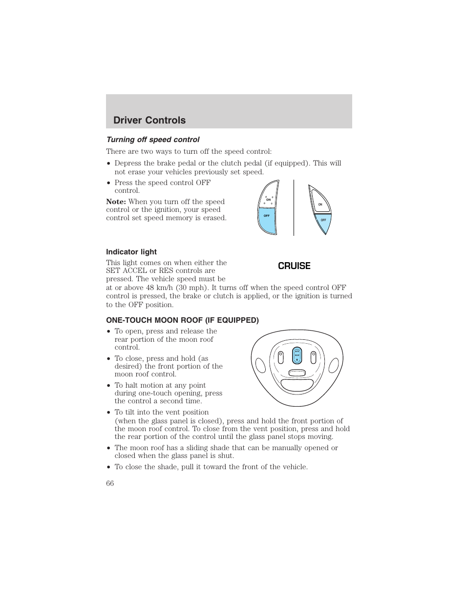Driver controls, Cruise | FORD 2003 F-150 v.3 User Manual | Page 66 / 280