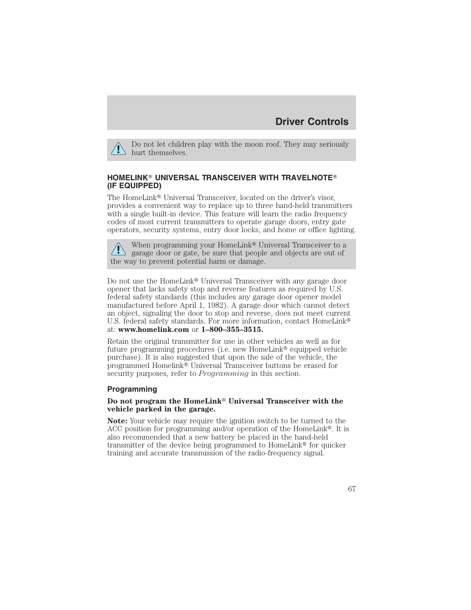 Driver controls | FORD 2003 F-150 v.3 User Manual | Page 67 / 280