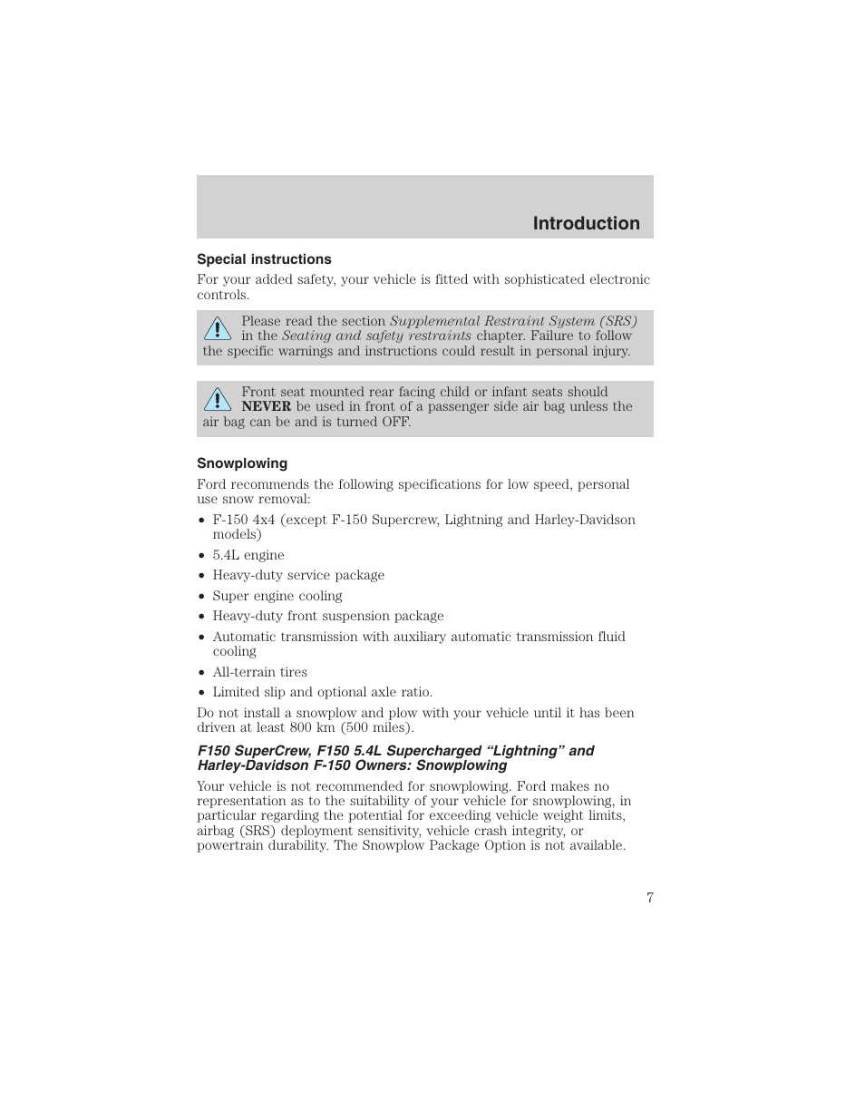 Introduction | FORD 2003 F-150 v.3 User Manual | Page 7 / 280