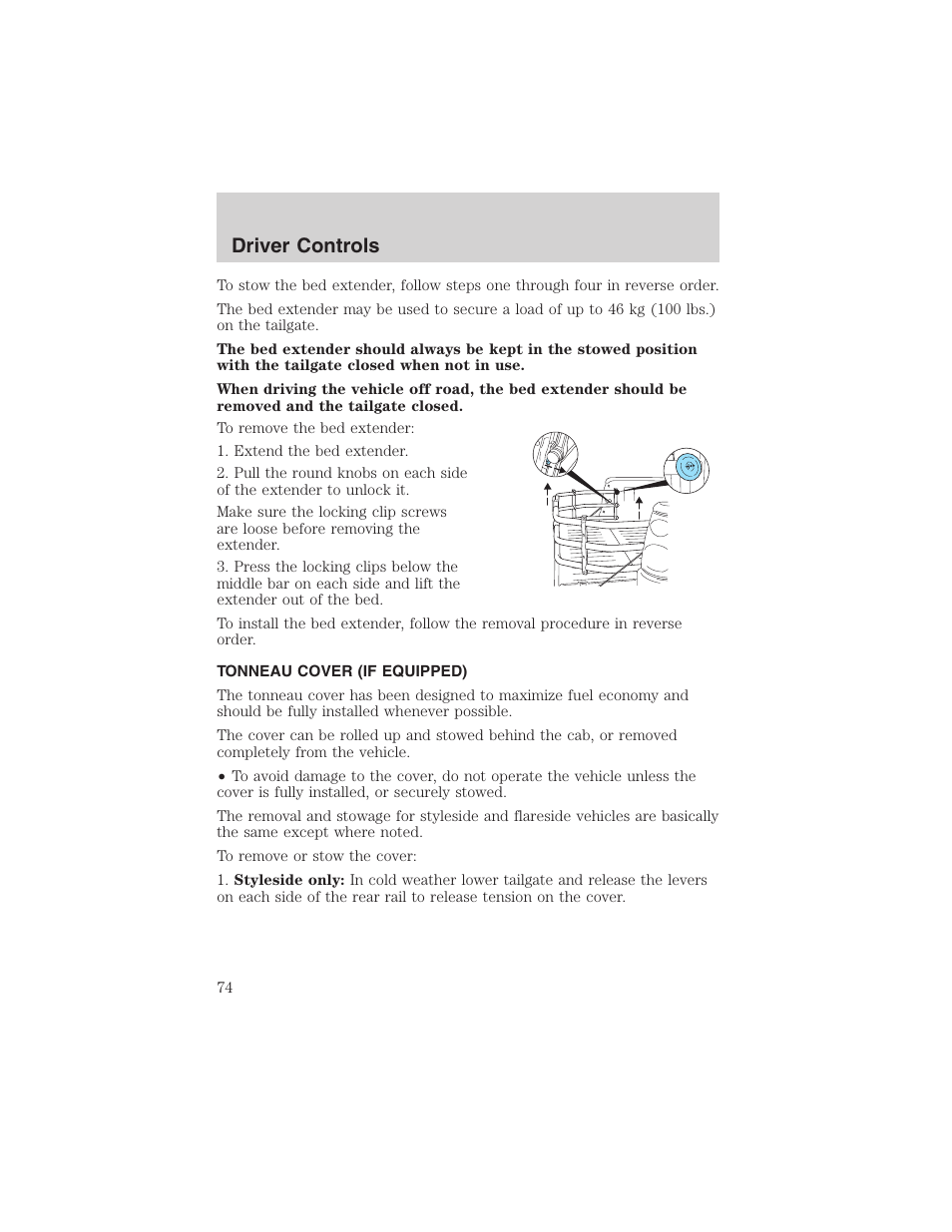 Driver controls | FORD 2003 F-150 v.3 User Manual | Page 74 / 280