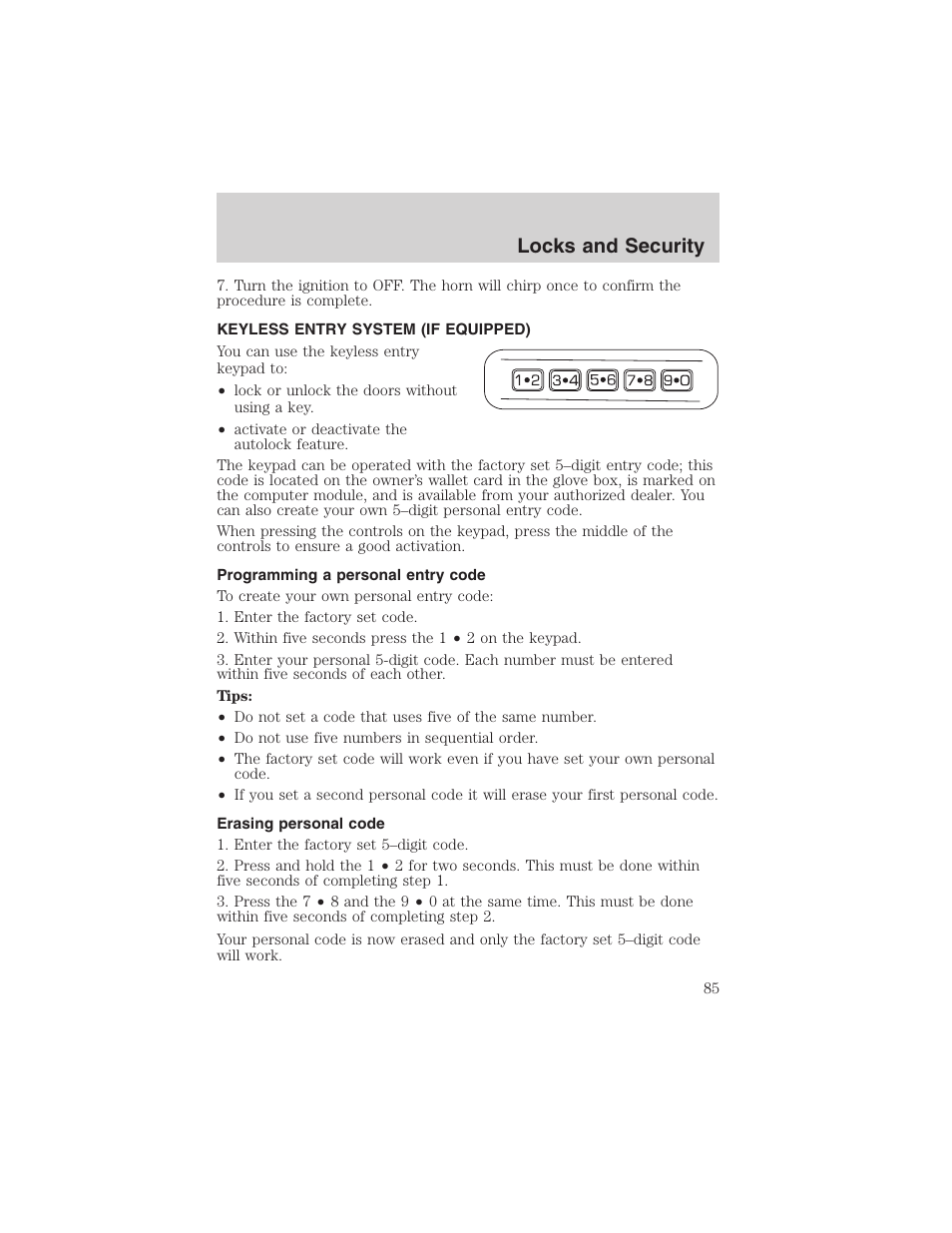 Locks and security | FORD 2003 F-150 v.3 User Manual | Page 85 / 280