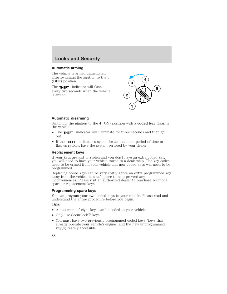 Locks and security | FORD 2003 F-150 v.3 User Manual | Page 88 / 280