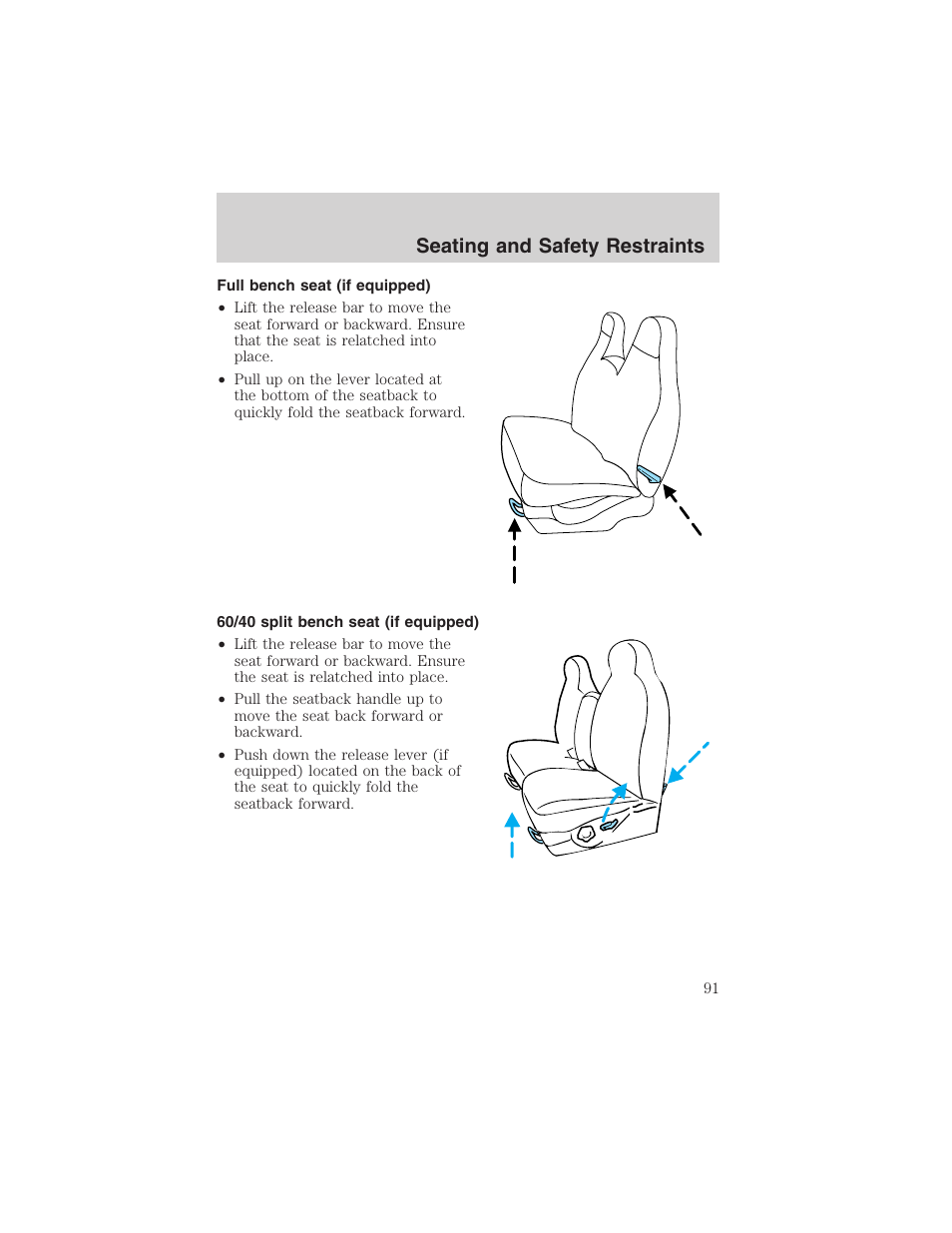 Seating and safety restraints | FORD 2003 F-150 v.3 User Manual | Page 91 / 280