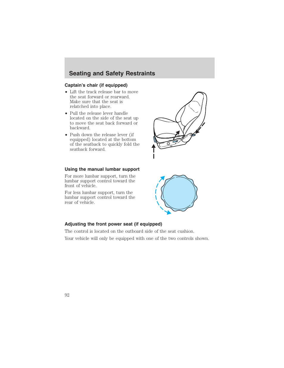 Seating and safety restraints | FORD 2003 F-150 v.3 User Manual | Page 92 / 280
