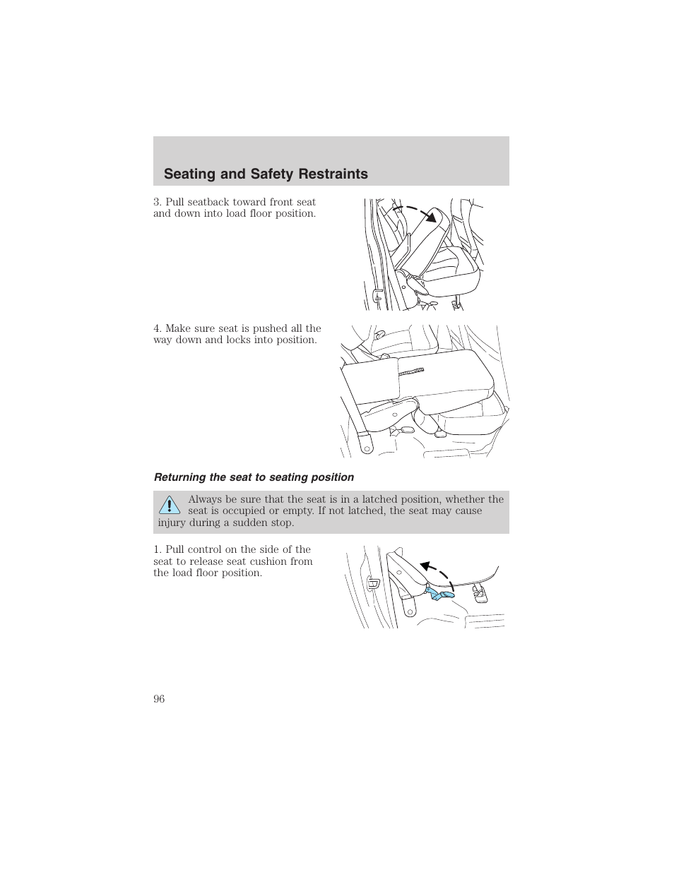 Seating and safety restraints | FORD 2003 F-150 v.3 User Manual | Page 96 / 280