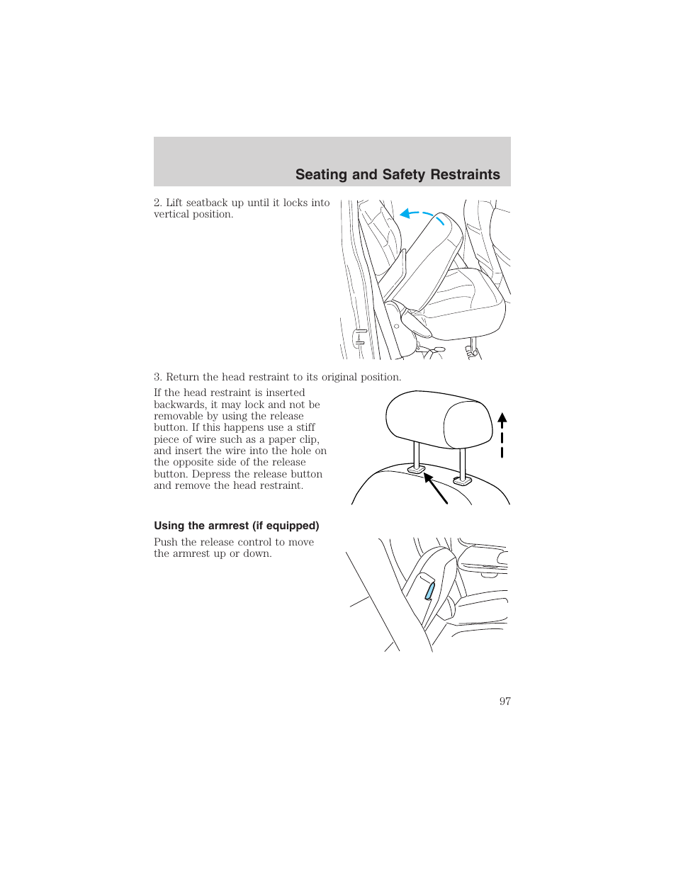 Seating and safety restraints | FORD 2003 F-150 v.3 User Manual | Page 97 / 280