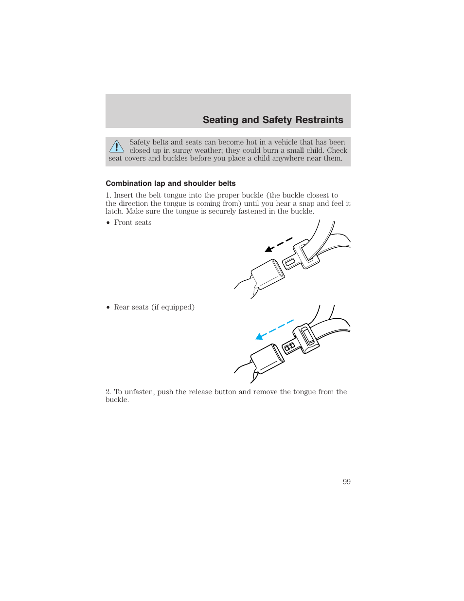Seating and safety restraints | FORD 2003 F-150 v.3 User Manual | Page 99 / 280