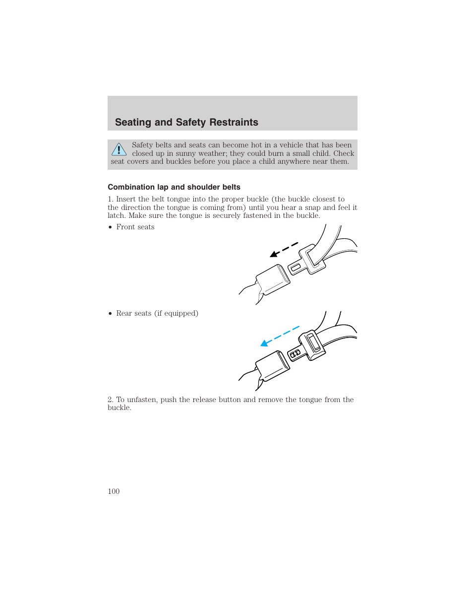 Seating and safety restraints | FORD 2003 F-150 v.4 User Manual | Page 100 / 280