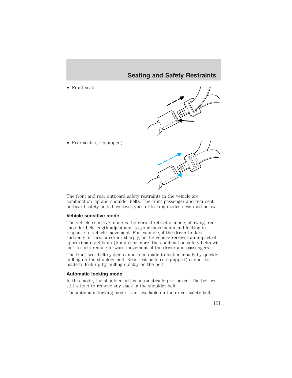 Seating and safety restraints | FORD 2003 F-150 v.4 User Manual | Page 101 / 280