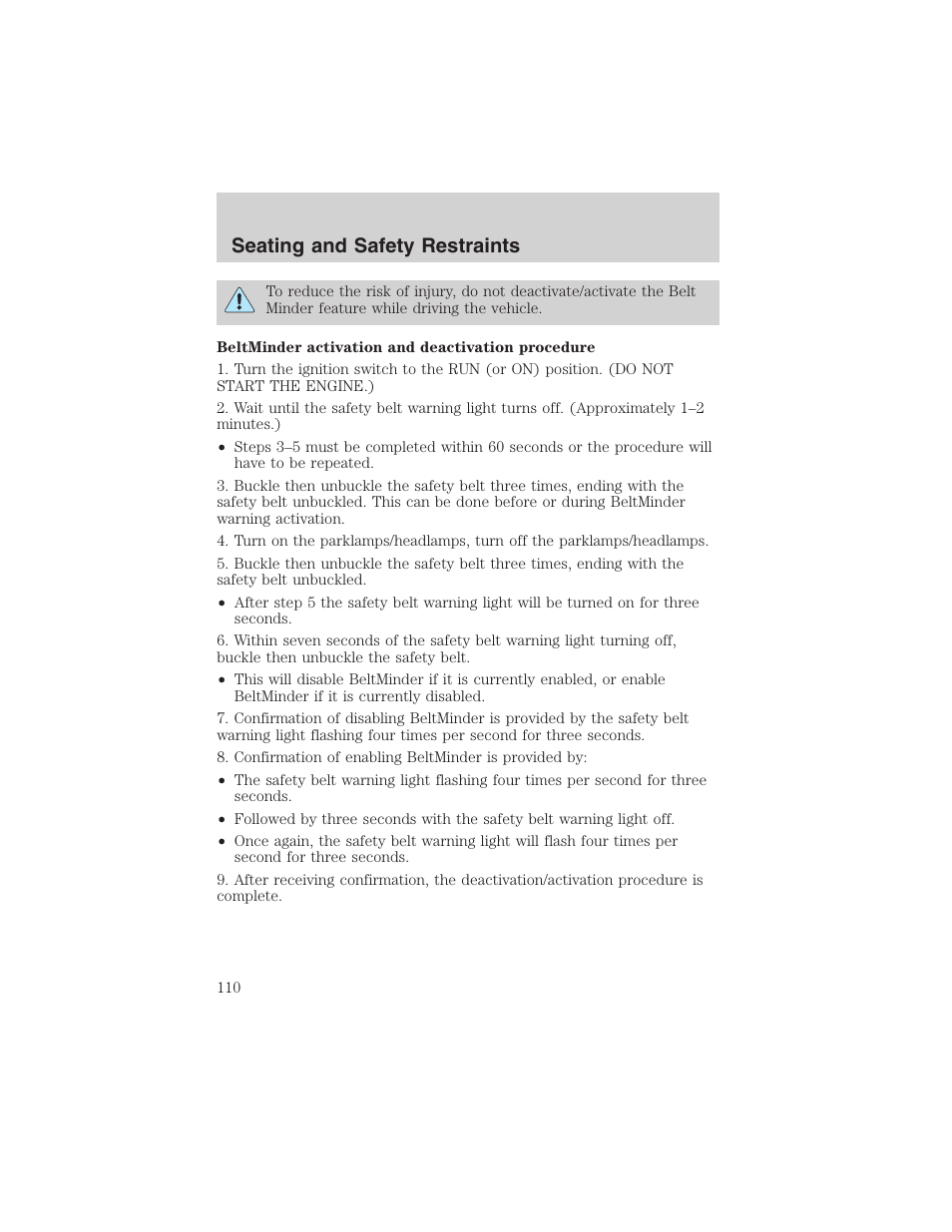 Seating and safety restraints | FORD 2003 F-150 v.4 User Manual | Page 110 / 280