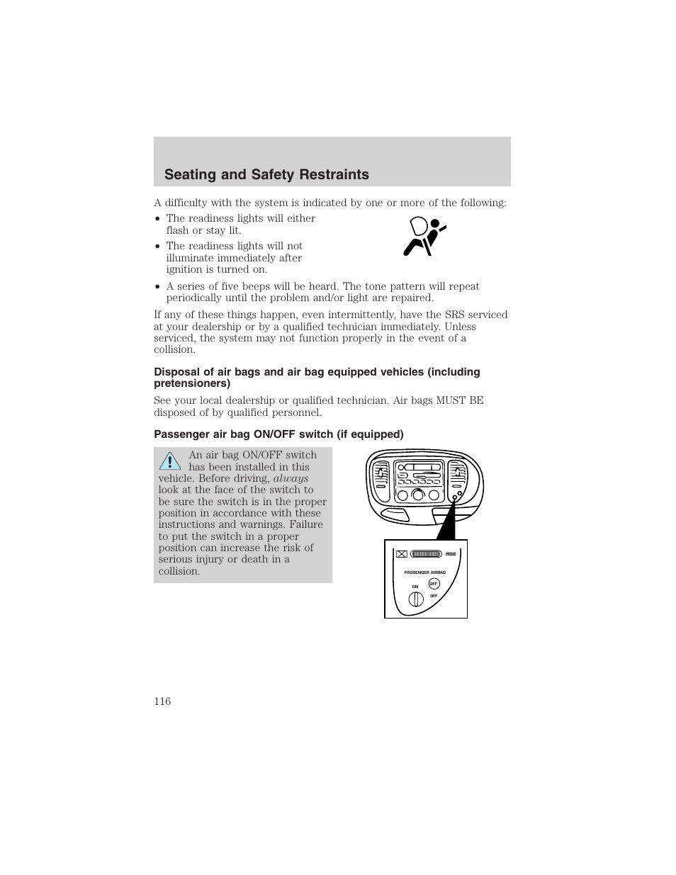 Seating and safety restraints | FORD 2003 F-150 v.4 User Manual | Page 116 / 280