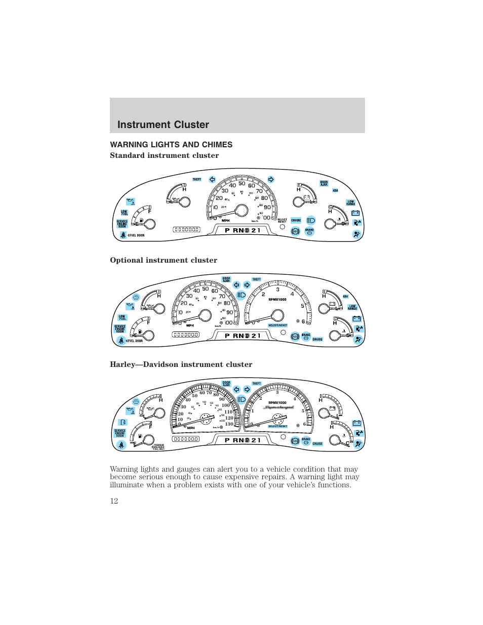 Instrument cluster | FORD 2003 F-150 v.4 User Manual | Page 12 / 280