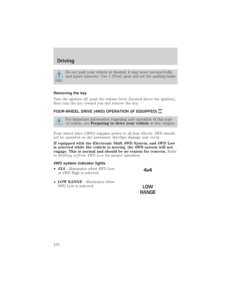 Driving | FORD 2003 F-150 v.4 User Manual | Page 150 / 280