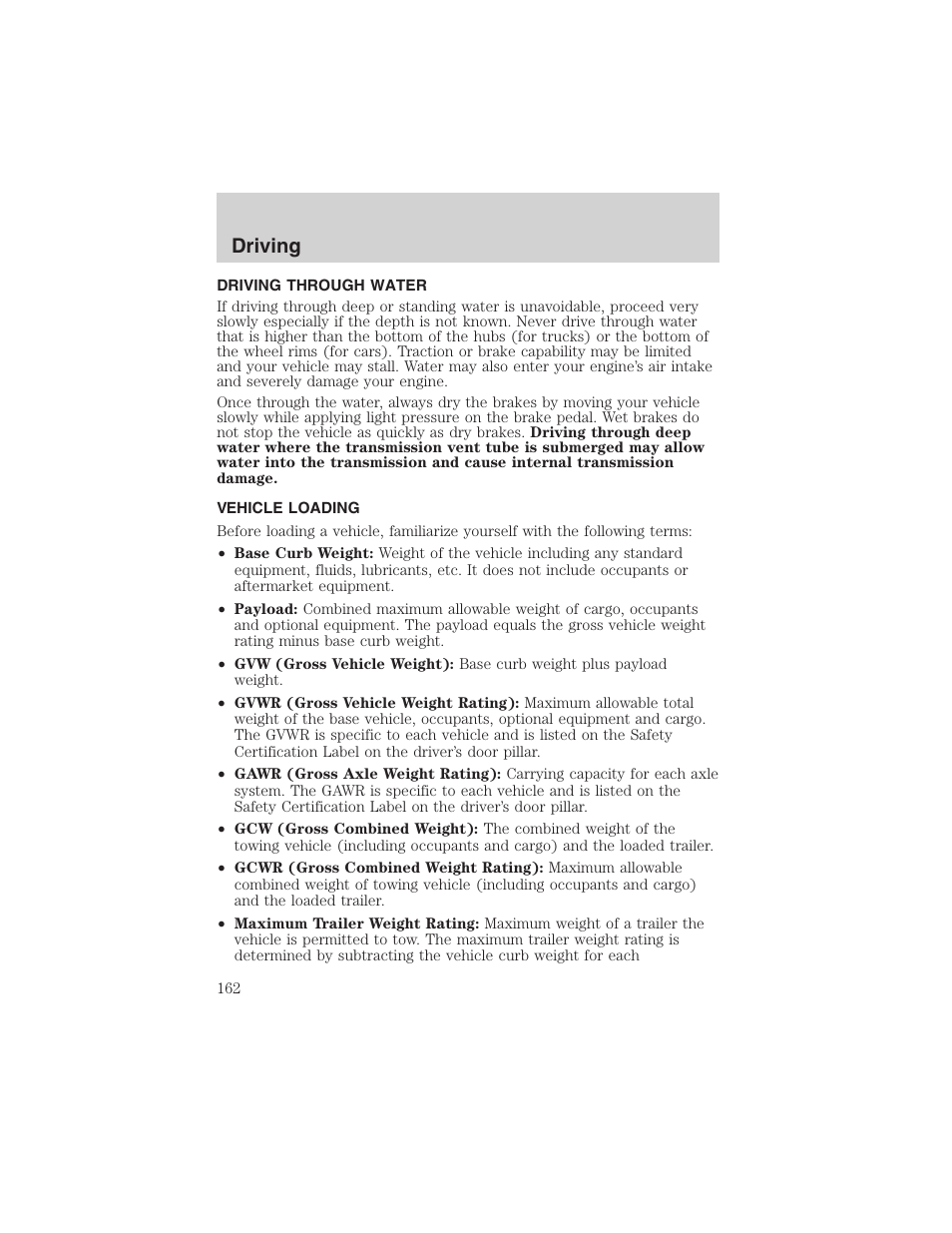 Driving | FORD 2003 F-150 v.4 User Manual | Page 162 / 280