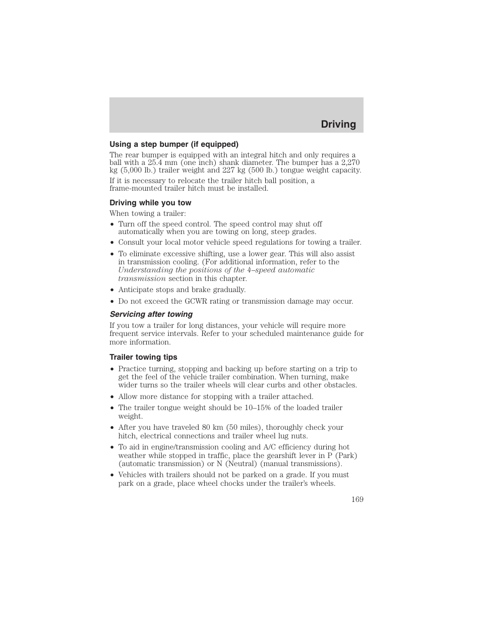 Driving | FORD 2003 F-150 v.4 User Manual | Page 169 / 280
