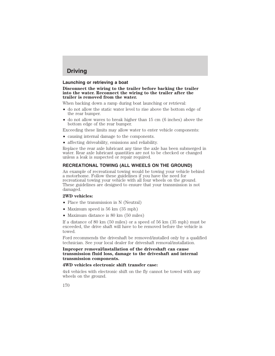 Driving | FORD 2003 F-150 v.4 User Manual | Page 170 / 280