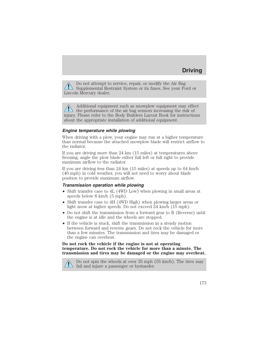 Driving | FORD 2003 F-150 v.4 User Manual | Page 173 / 280