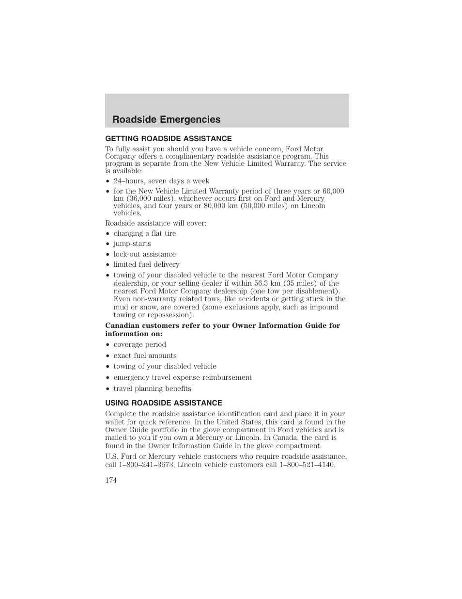 Roadside emergencies | FORD 2003 F-150 v.4 User Manual | Page 174 / 280