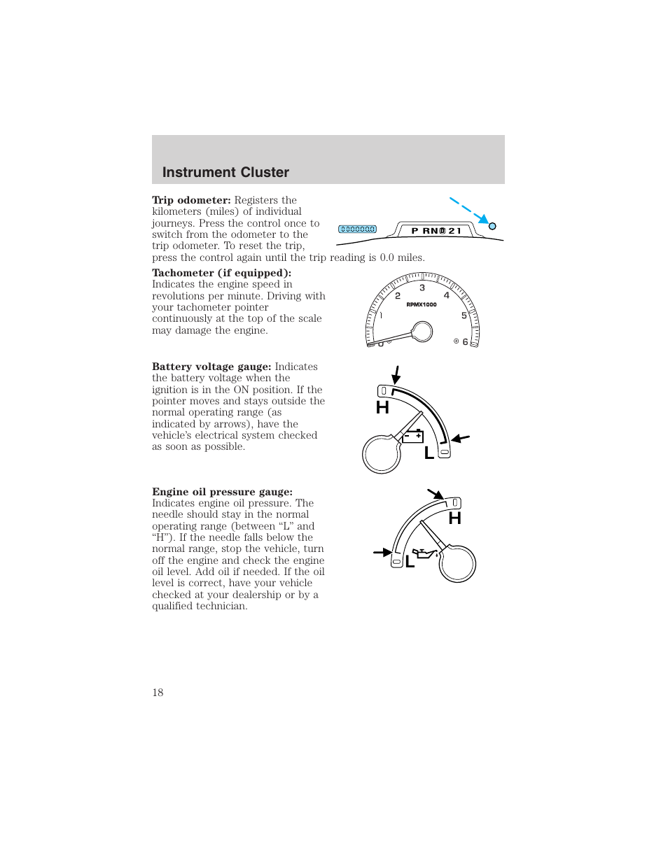 Instrument cluster | FORD 2003 F-150 v.4 User Manual | Page 18 / 280