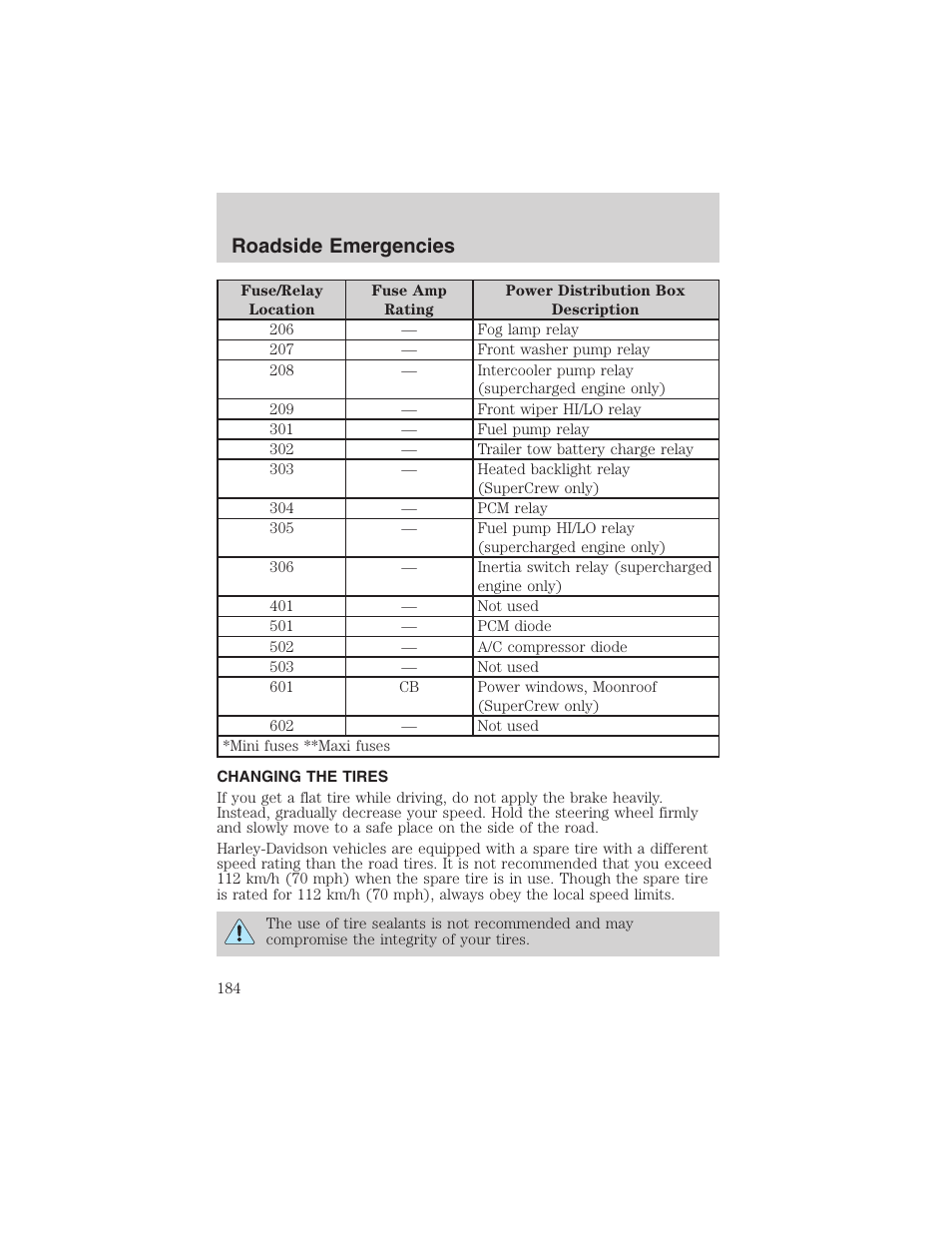 Roadside emergencies | FORD 2003 F-150 v.4 User Manual | Page 184 / 280