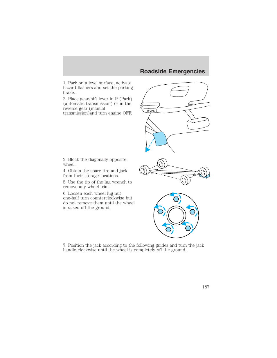 Roadside emergencies | FORD 2003 F-150 v.4 User Manual | Page 187 / 280