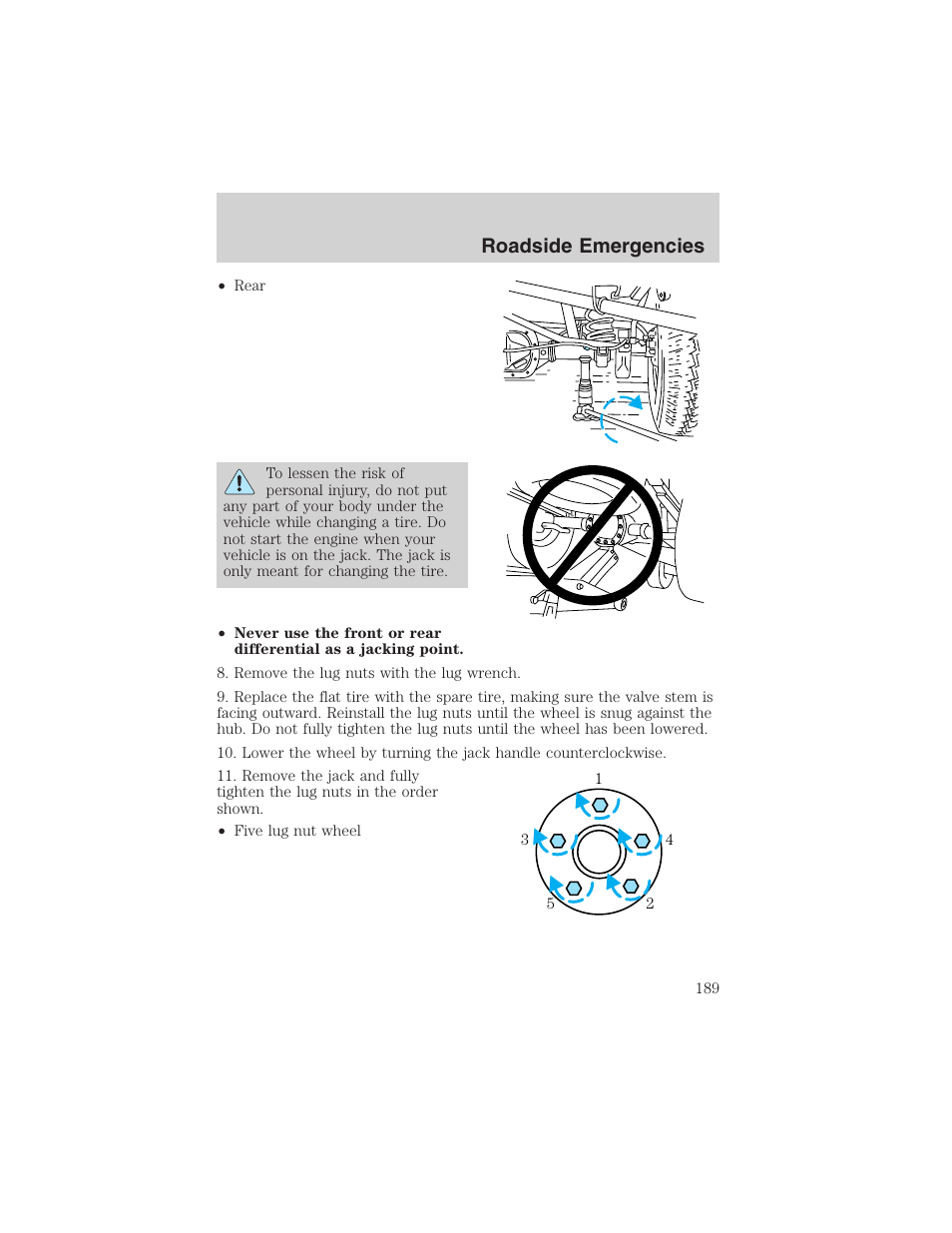 Roadside emergencies | FORD 2003 F-150 v.4 User Manual | Page 189 / 280