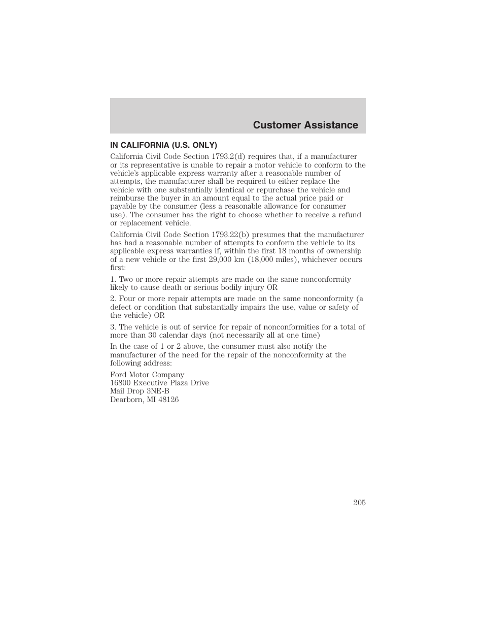 Customer assistance | FORD 2003 F-150 v.4 User Manual | Page 205 / 280