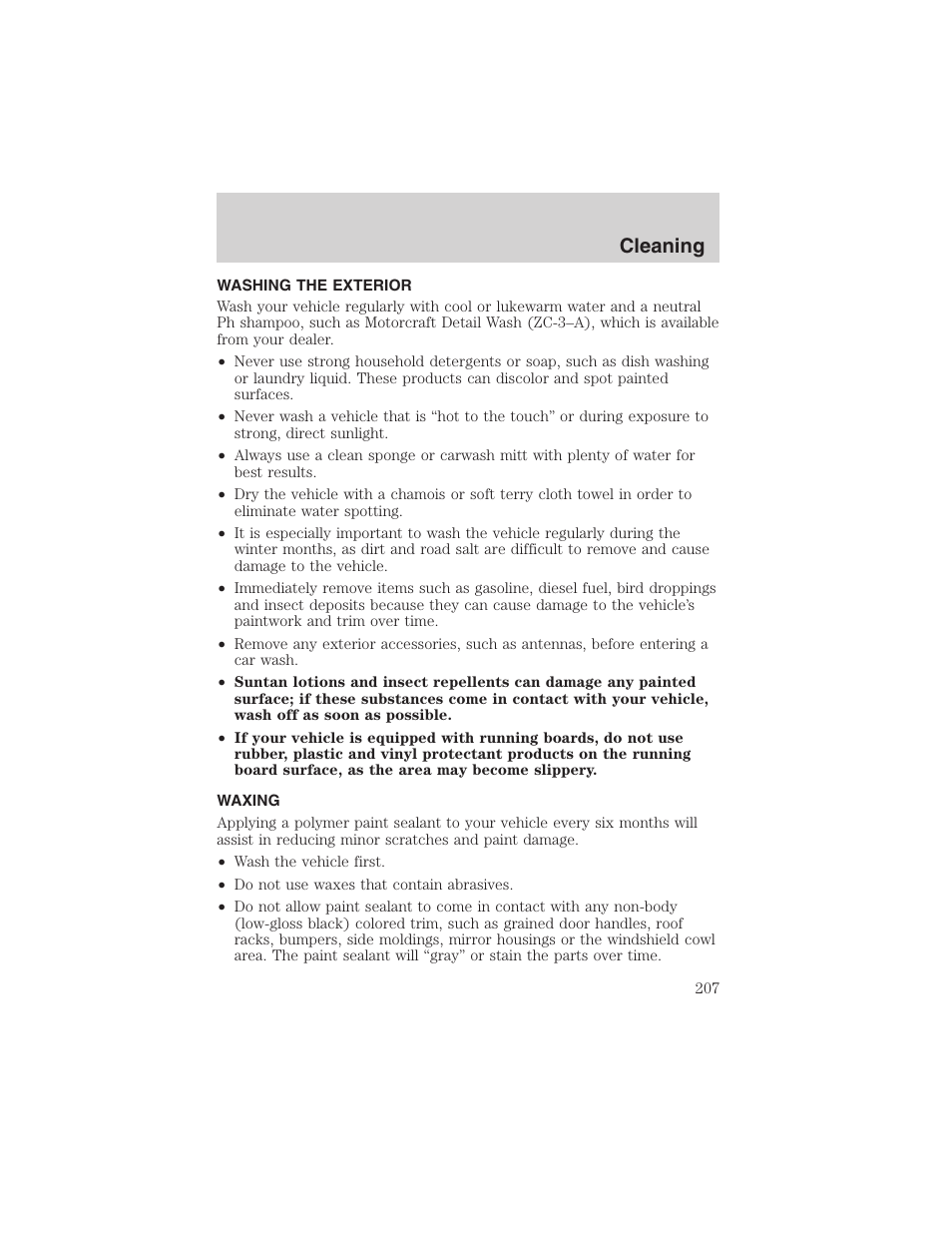 Cleaning | FORD 2003 F-150 v.4 User Manual | Page 207 / 280