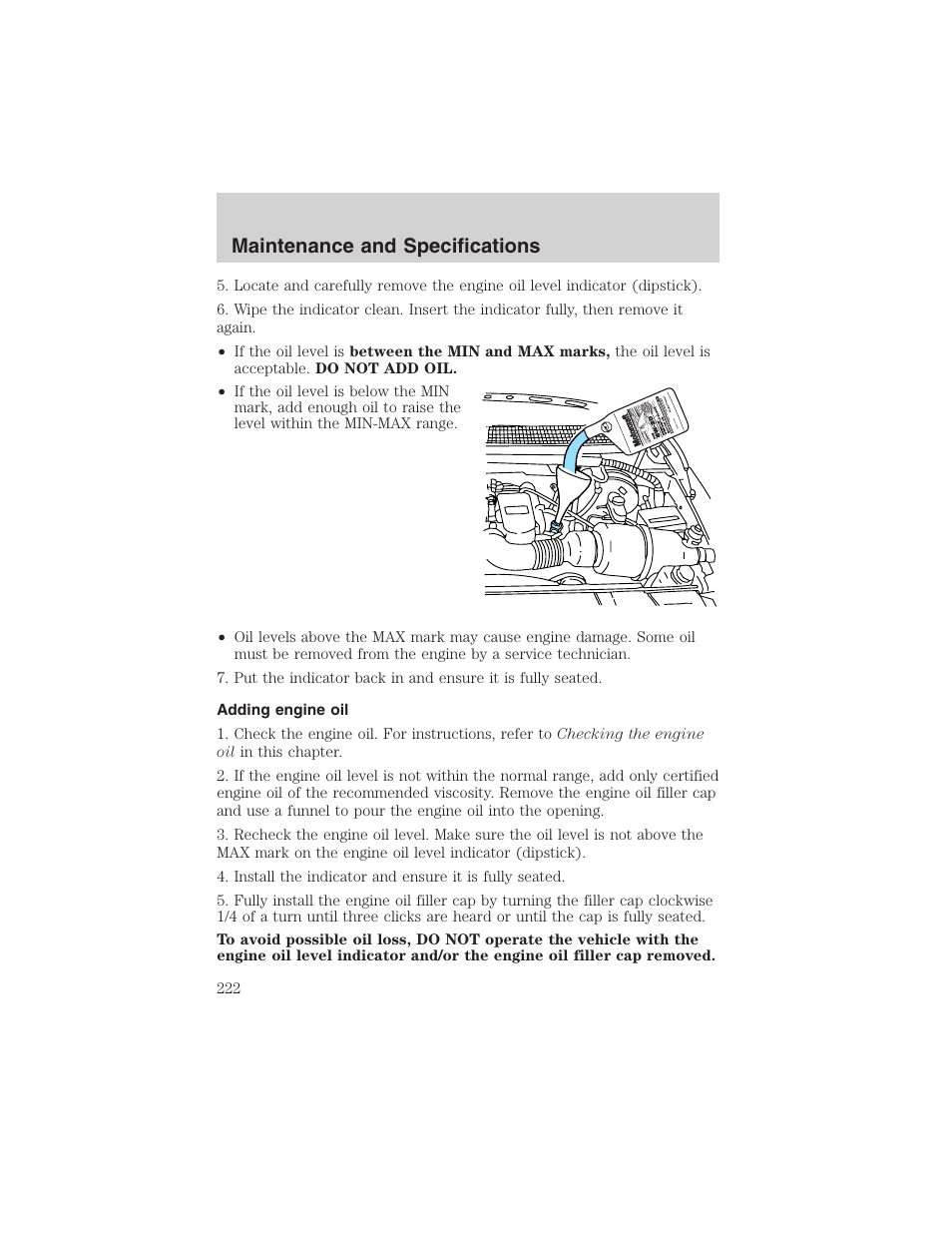 Maintenance and specifications | FORD 2003 F-150 v.4 User Manual | Page 222 / 280