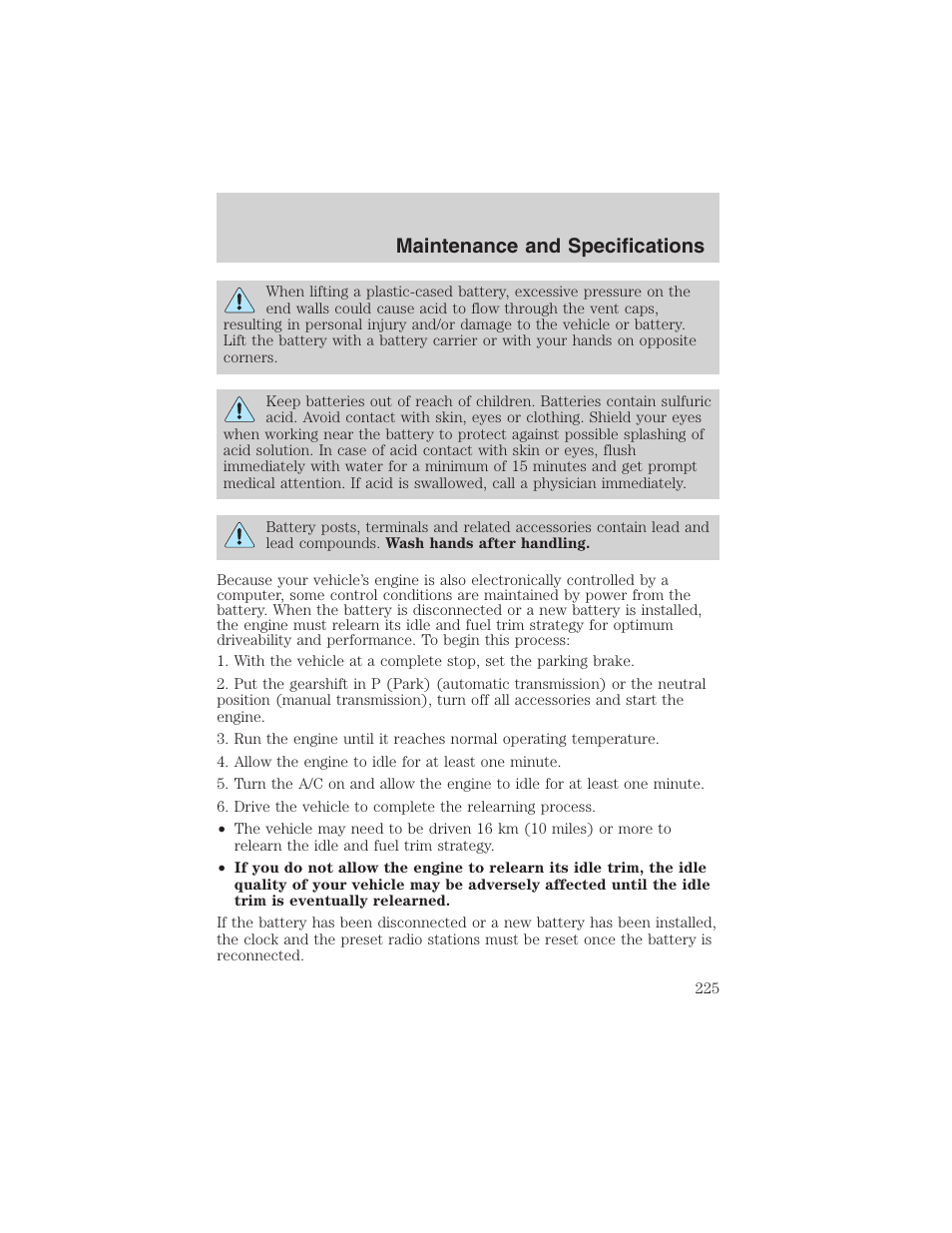 Maintenance and specifications | FORD 2003 F-150 v.4 User Manual | Page 225 / 280