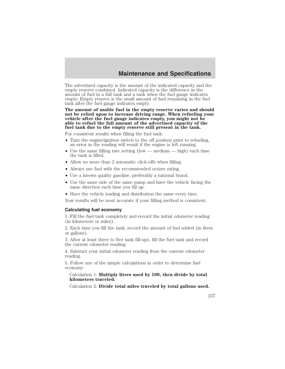 Maintenance and specifications | FORD 2003 F-150 v.4 User Manual | Page 237 / 280