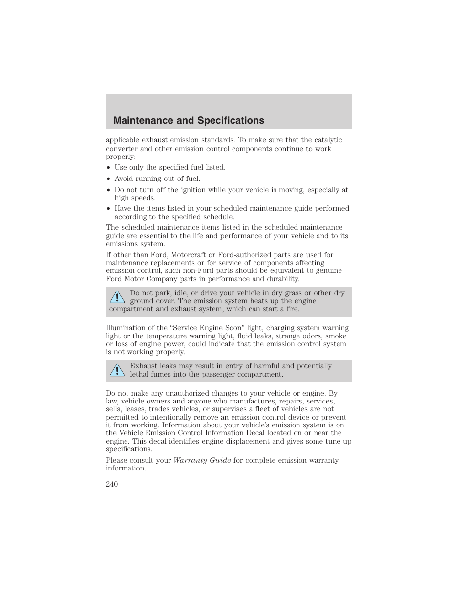 Maintenance and specifications | FORD 2003 F-150 v.4 User Manual | Page 240 / 280